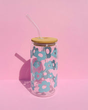 Load image into Gallery viewer, Blue Flower Power Glass Cup