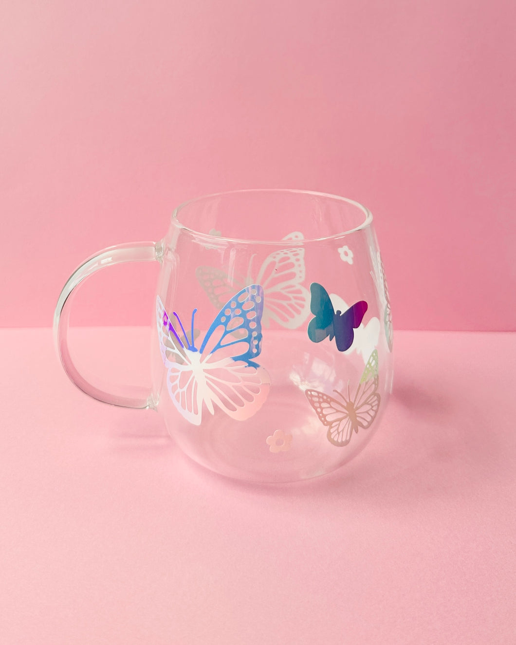 Holo Opal Butterfly Glass Mug